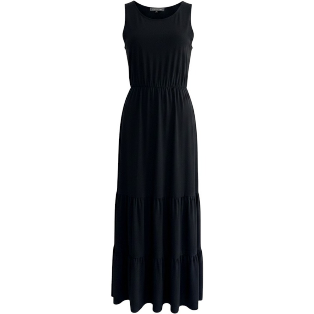 Kate & Mallory Womens XL Black Tiered Sleeveless Maxi Dress Back Tie‎